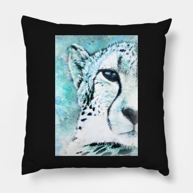 Frosty Cheetah Pillow by TortillaChief