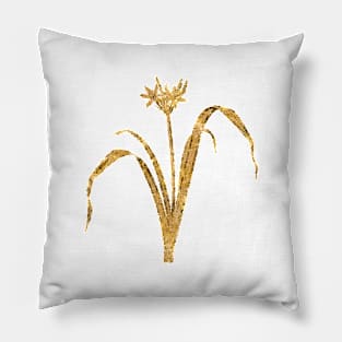 Vintage Gilded Small Flowered Pancratium Botanical Gold Leaf Pillow