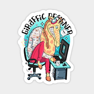 Giraffic designer giraffe and graphic designer pun Magnet