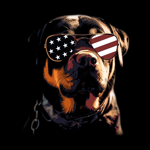 Pint-sized American Flag Rottweiler Whispers, Tee Triumph Extravaganza by Kevin Jones Art