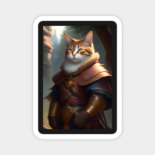 Cat in Armor - Modern Digital Art Magnet