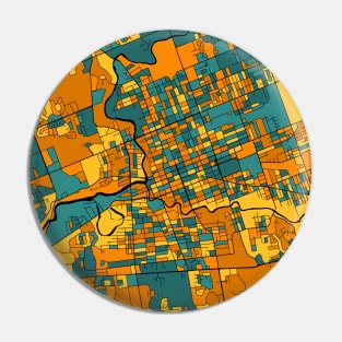 London Map Pattern in Orange & Teal Pin