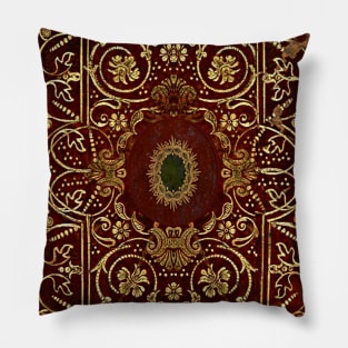 Gilded Leather Style Old Book Cover Pillow