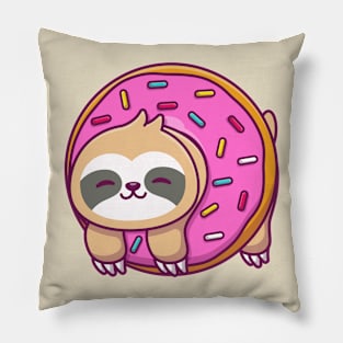 Cute Sloth With Doughnut Pillow