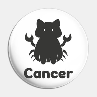 Cancer Cat Zodiac Sign with Text (Black and White) Pin