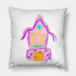 Pink yellow watercolor pastel fairy house Pillow