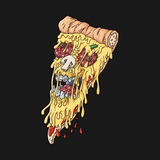 Pizza Crime, Skull, Fast food, Cartoon T-Shirt