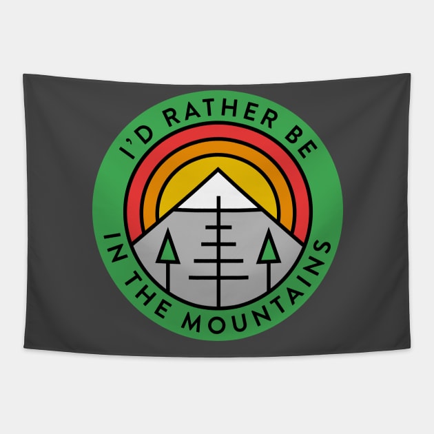 I'd Rather Be In The Mountains Rainbow Retro Tapestry by PodDesignShop