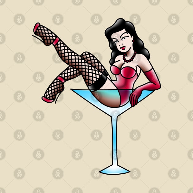 OldSalt American Traditional Martini Burlesque Pin-up by OldSalt