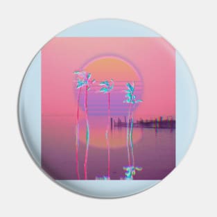 Retrowave sunset aesthetic Pin