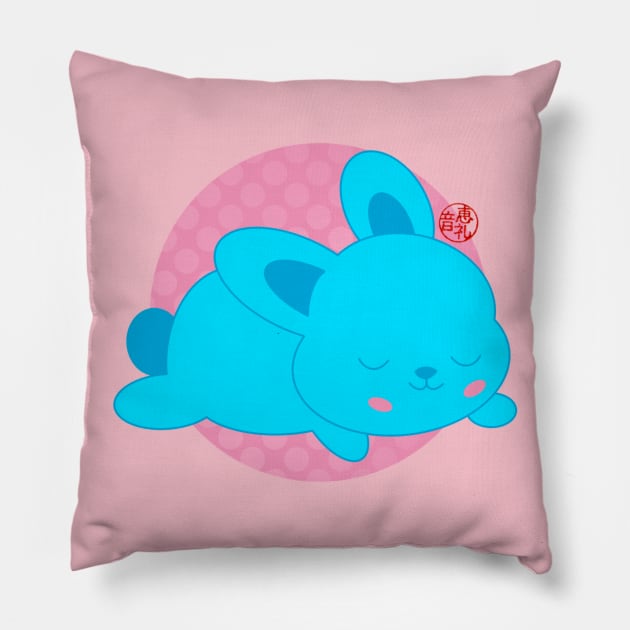 Blue Bunny Pillow by EV Visuals