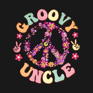 Groovy Uncle Peace Sign Love Hippie Family Bday T-Shirt