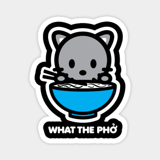 Cat Kitten What The Pho Ramen Noodles Food Animal Lover Cute Bambu Brand Magnet