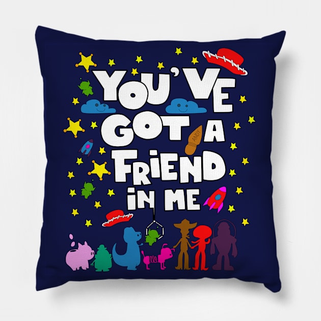 love, toys and friends Pillow by jorge_lebeau