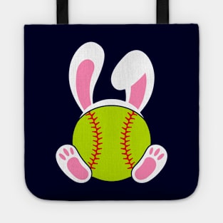 Softball Easter bunny with rabbit ears bunny feet Tote