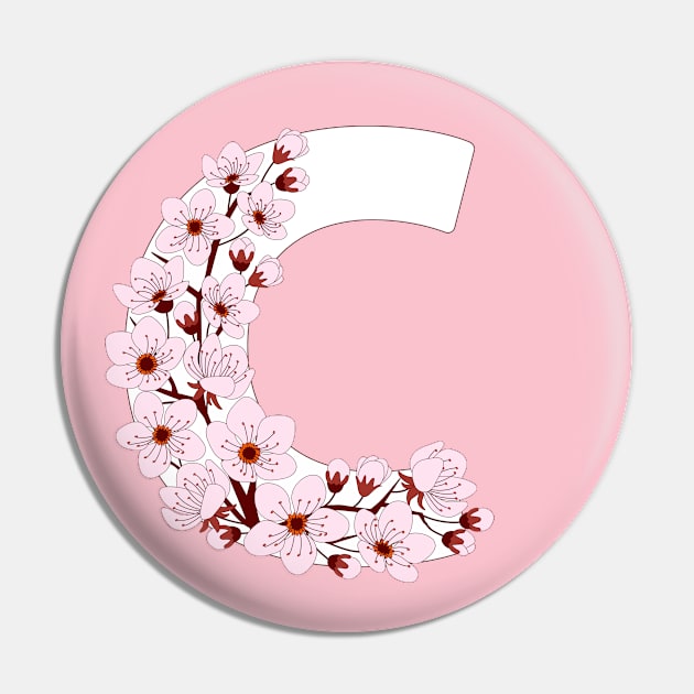 Colorful capital letter C patterned with sakura twig Pin by Alina