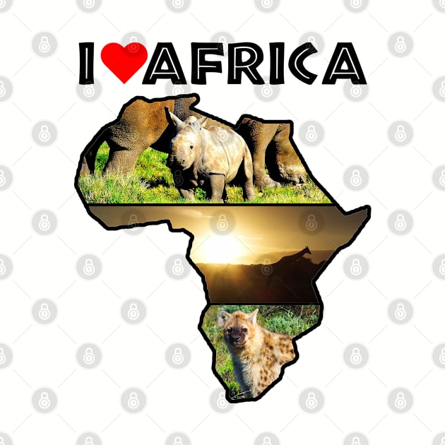 I Love Africa Wildlife Collage Map by PathblazerStudios