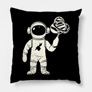 Astronaut Holding Planet Balloons Pillow