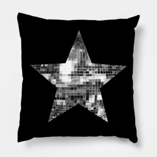 Shiny Silver Disco Ball Star Pillow