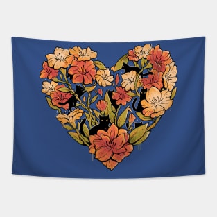 Wild Heart - Cute Flowers Cat Gift Tapestry