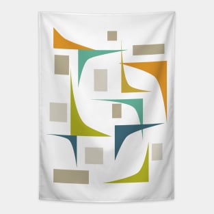 Mid Century Modern Colorful Corners Tapestry