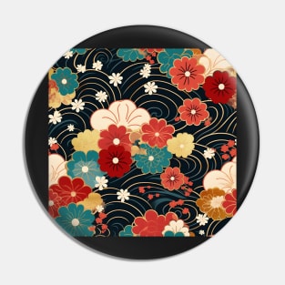 Floral circle kimono pattern Pin