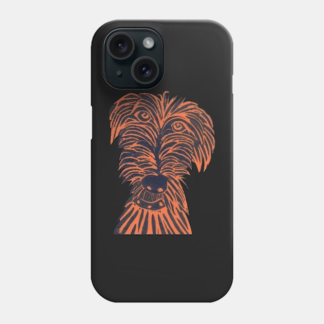 Dog. Scruffy Mutt, Orange. Phone Case by krisevansart