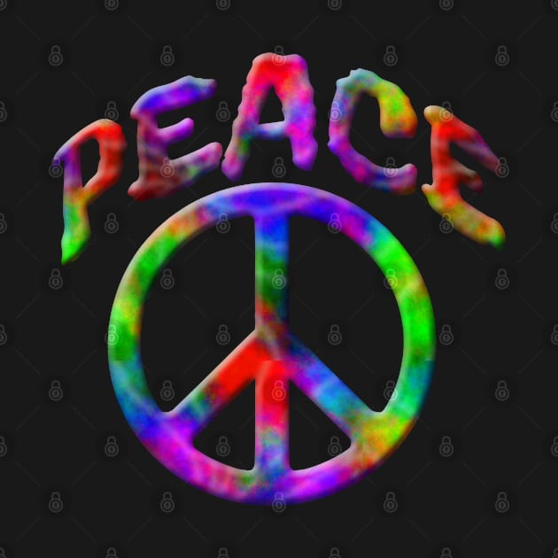 Tie Dyed Peace with Sign Retro Design by Roly Poly Roundabout