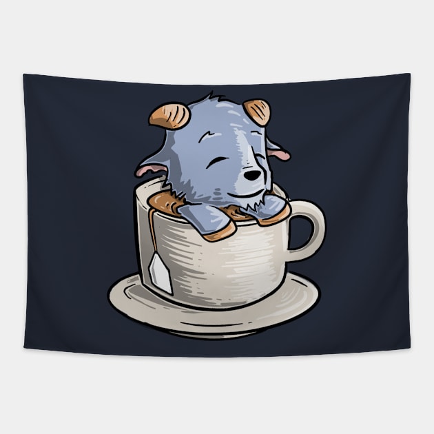 Goat Tee Tapestry by transformingegg