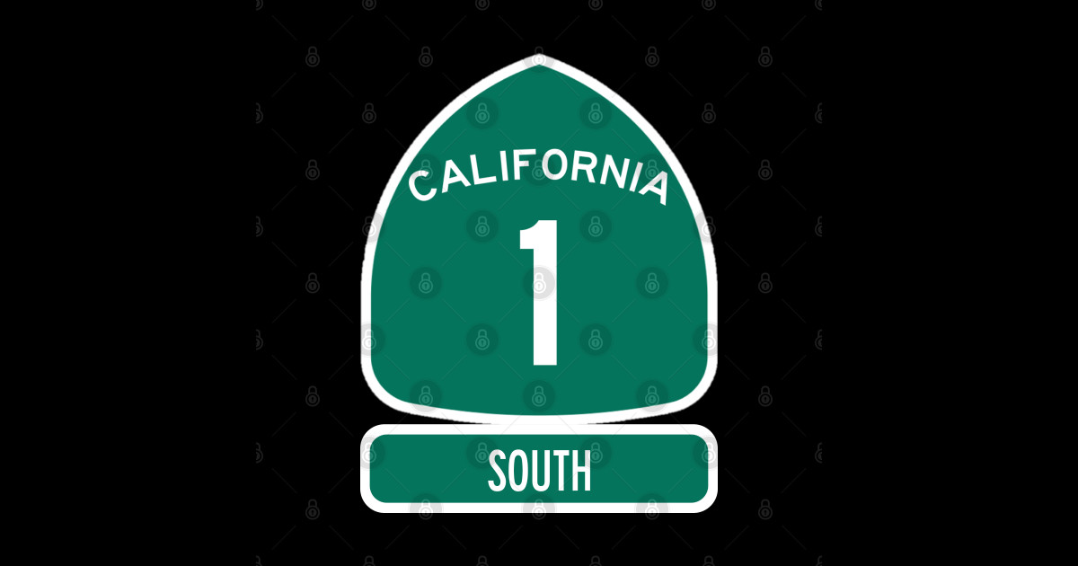 Pacific Coast Highway 1 South California Sign - California - Sticker 