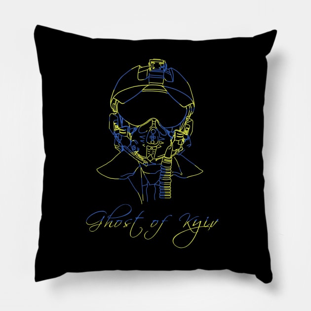 Ghost of Kyiv.Pilot defender of Kyiv Pillow by KateQR