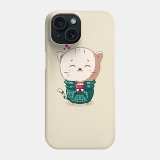 Kawaii cat and warm coffee Phone Case