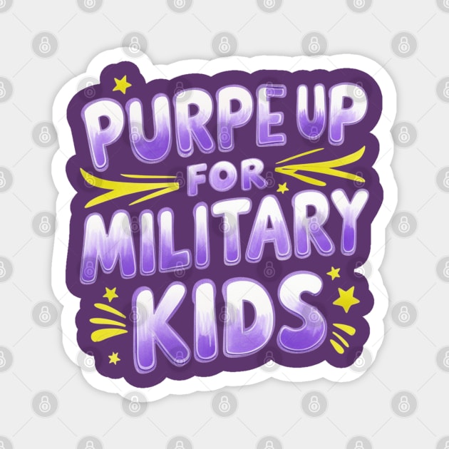 Purple Up For Military Kids Magnet by Creatifly Graphic Tees