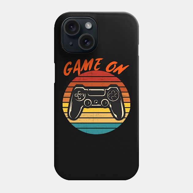 Game ON Vintage Retro Video Game Gaming Sunset Phone Case by Grove Designs