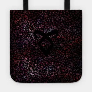 Shadowhunters rune / The mortal instruments - pattern / texture with vanishing angelic power rune (red galaxy) - Clary, Alec, Jace, Izzy, Magnus Tote