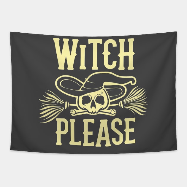 Halloween Witch Please Skull Tapestry by Afternoon Leisure