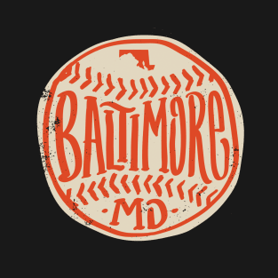 Hand Drawn Baseball for Baltimore with custom Lettering T-Shirt