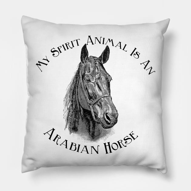 Horsehead Illustration with Text Pillow by Biophilia