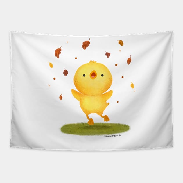 Hello Autumn Duck Tapestry by julianamotzko