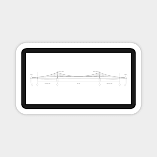 Mackinac Bridge Blueprint on White Magnet