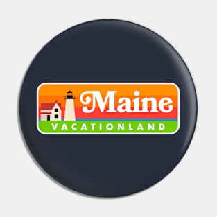 Maine "Vacationland" Retro Lighthouse (White) Pin