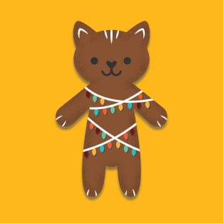 Gingerbread Candy String Lights Cat T-Shirt