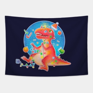 New year and christmas dinosaur Tapestry