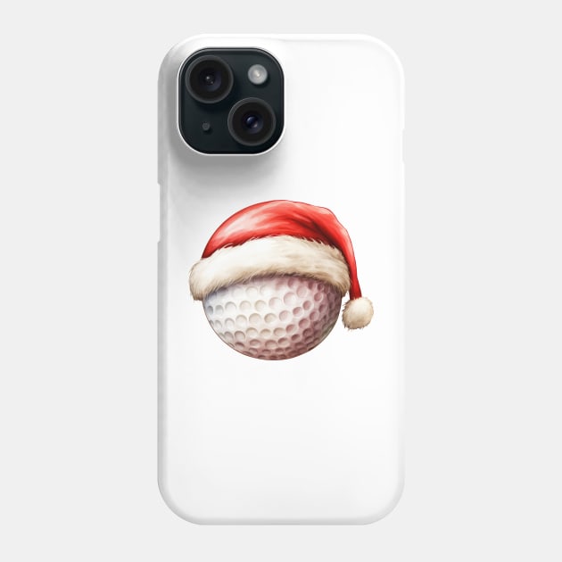 Christmas Golf Ball in Santa Hat Phone Case by Chromatic Fusion Studio