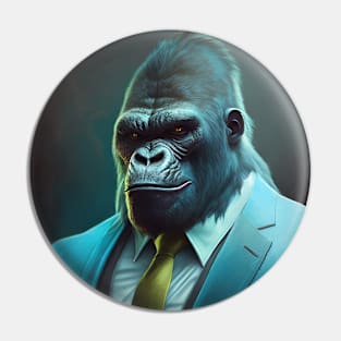 Wild Gorilla In A Suit - Perfect Animal Graphic For Fashion Lovers Pin