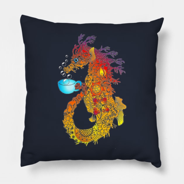Sea Horse (Tea Horse) Sunset Pillow by Bubba C.