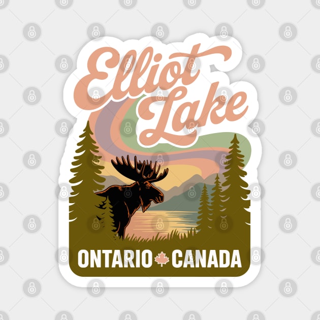 Elliot Lake – Soft Retro Canada Forest Illustration Magnet by JessArty