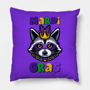 Mardi Gras Raccoon Pillow