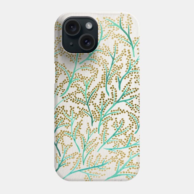 Green Gold Branches Phone Case by CatCoq