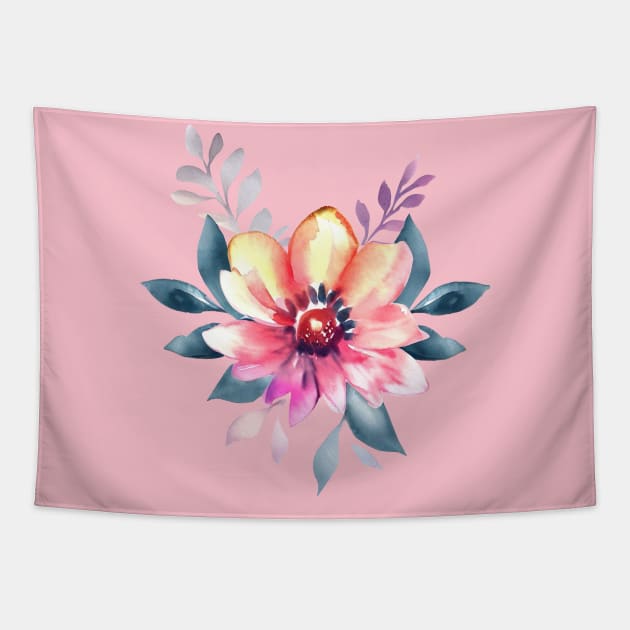 Boho Blossom Watercolor Tapestry by Stupid Coffee Designs
